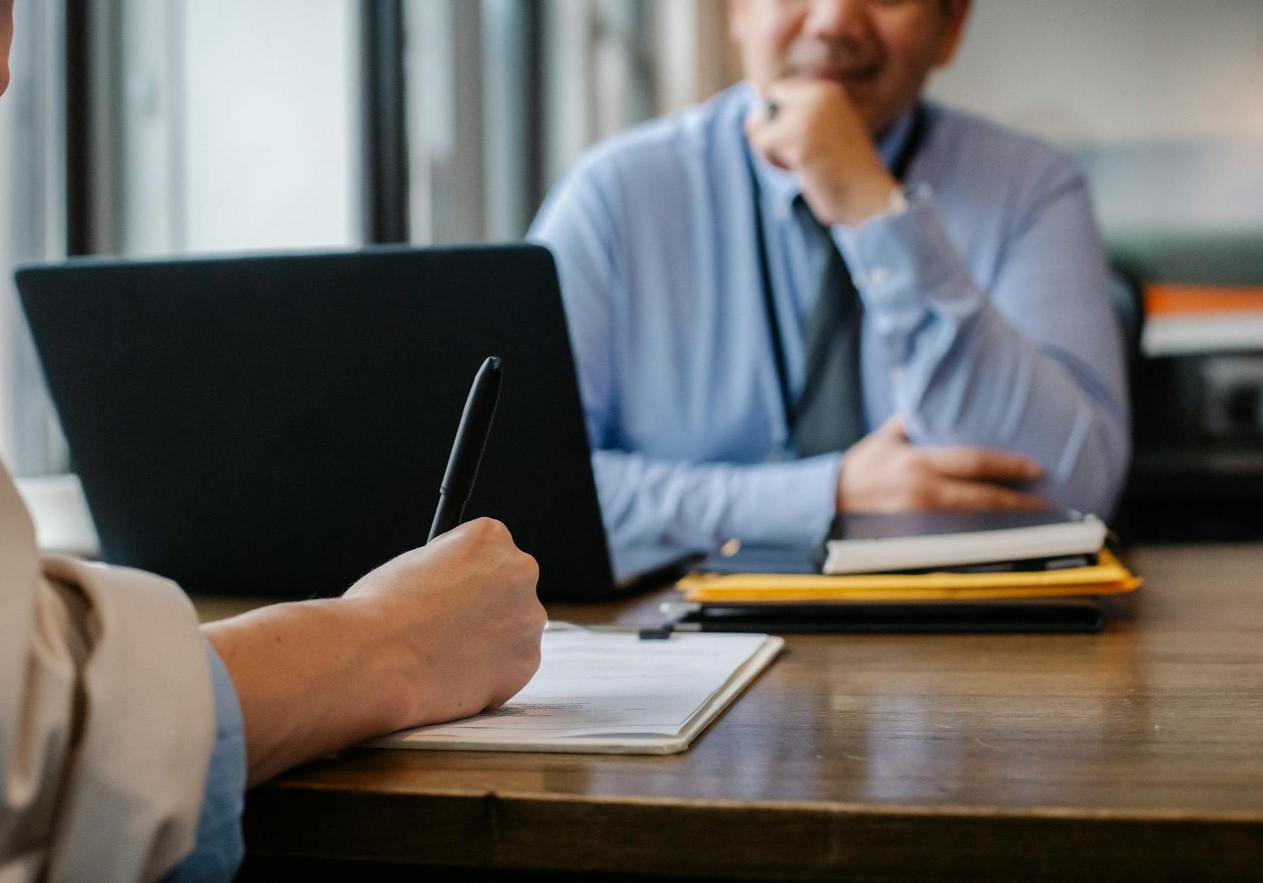 woman filling job application form in office with boss Photo by Sora Shimazaki on <a href="https://www.pexels.com/photo/woman-filling-job-application-form-in-office-with-boss-5668858/" rel="nofollow">Pexels.com</a>